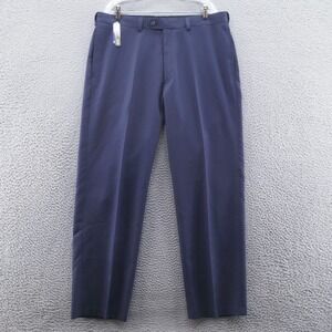 Haggar Mens e-Clo Straight Fit Dress Pants 38x32 Navy Blue High Rise No Iron NEW